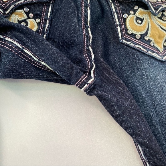 Miss Chic Jeans Rhinestone Straight Leg Jeans Size 9 - Picture 6 of 8